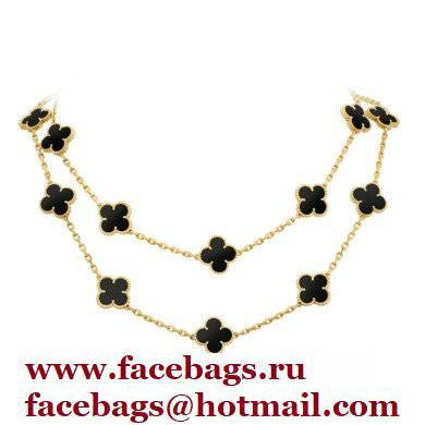 Van Cleef  &  Arpels Onyx Vintage Alhambra Necklace black/gold